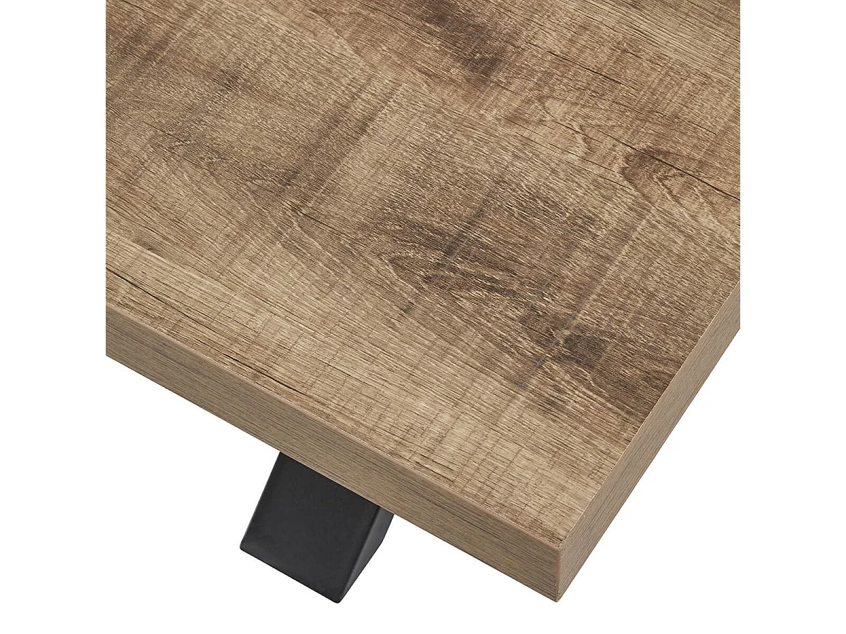 KORA - Table Basse Aspect Bois Piètement U Métal Poudré Noir