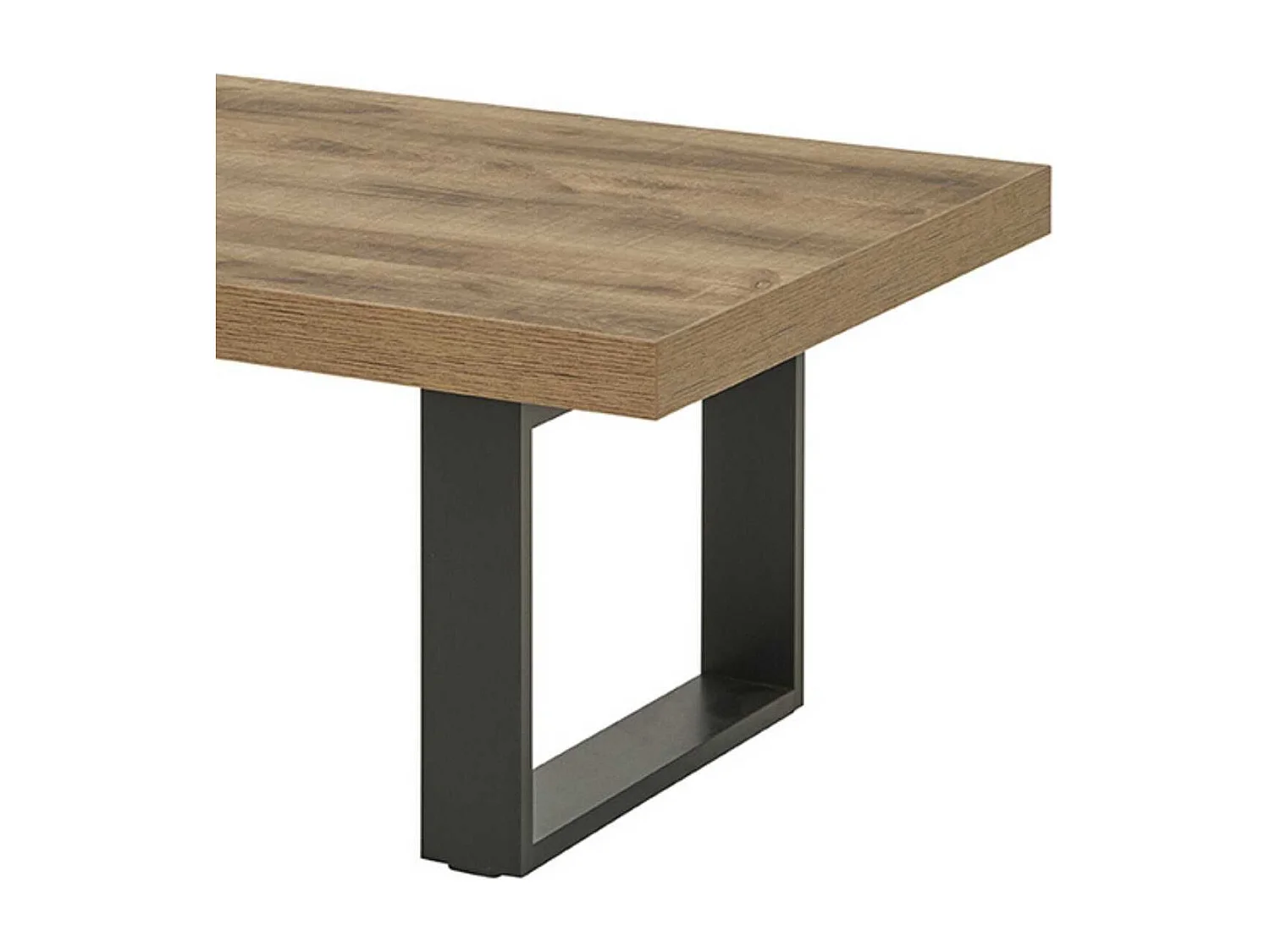 JENNA - Table Basse Aspect Bois Piètement U Métal Poudré Noir