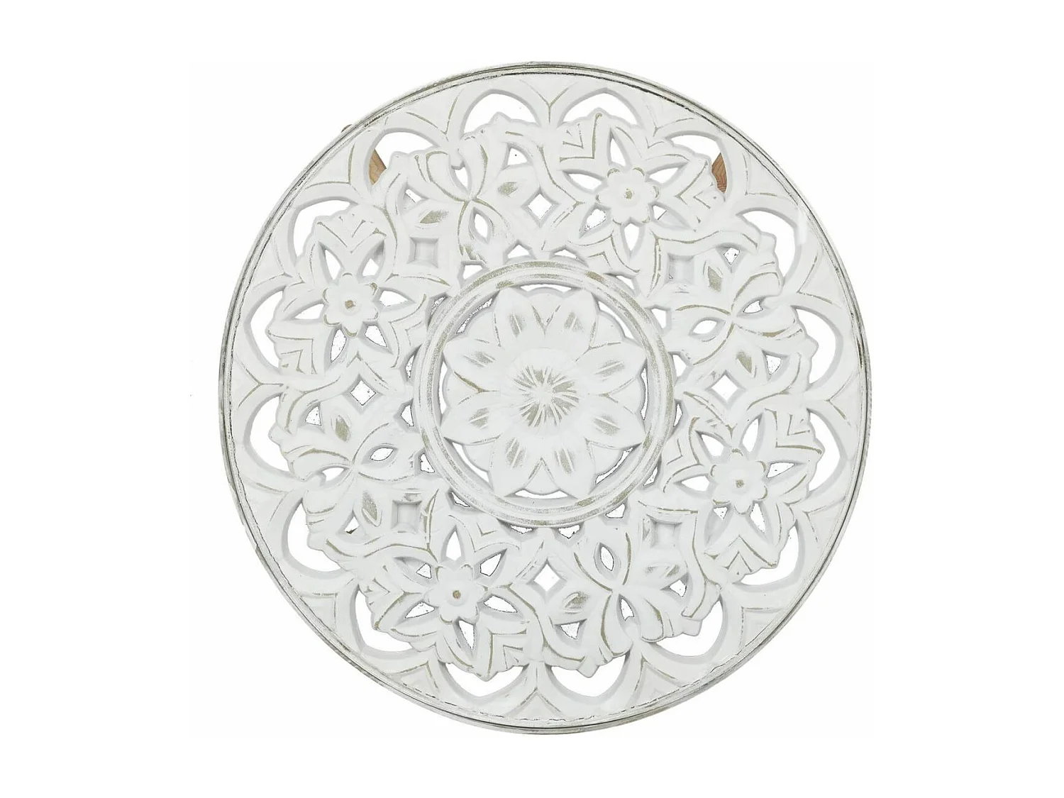 MANDALA - Table Basse Ø50cm Motif Floral et Verre trempé