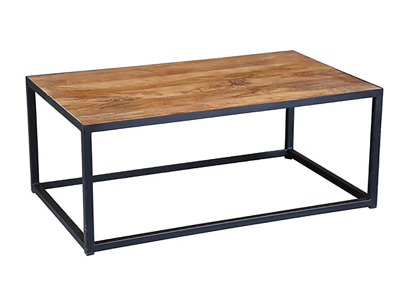 BOSQUE - Table Basse Rectangulaire Plateau Bois et Pied Acier