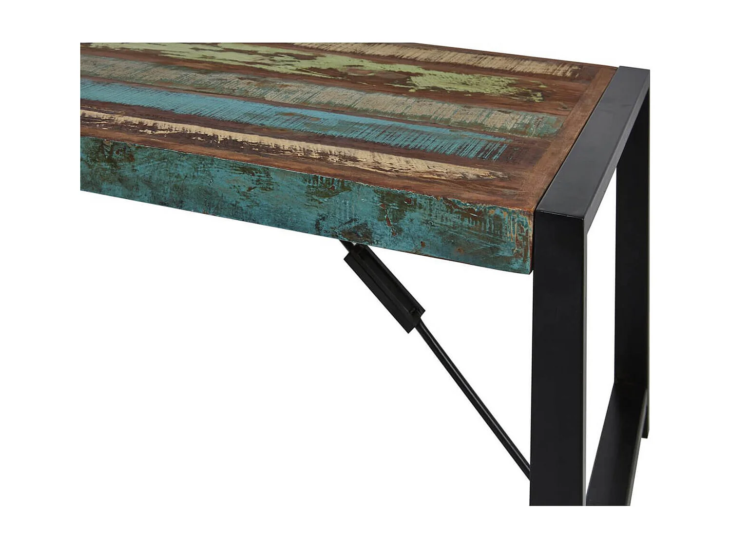 KALI - Table Basse Bois Recyclé et Métal Noir