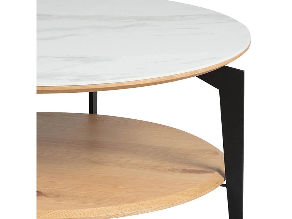 TASHA - Table Basse Ronde Métal et Céramique