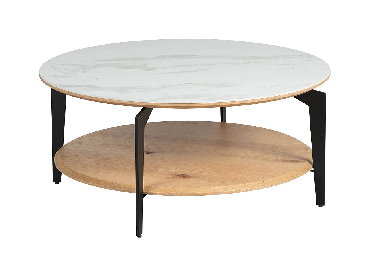 TASHA - Table Basse Ronde Métal et Céramique