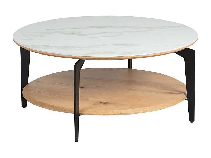 TASHA - Table Basse Ronde Métal et Céramique