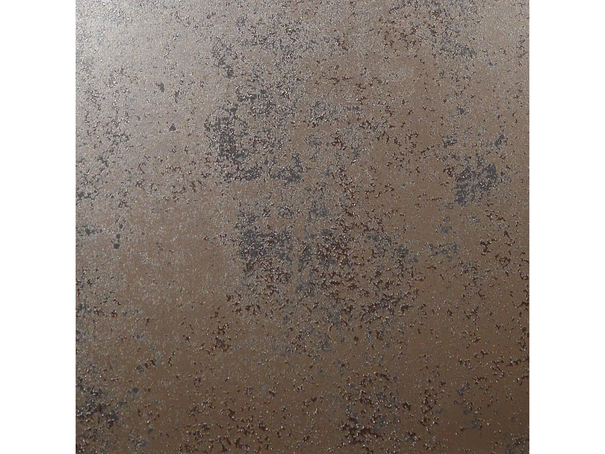 VANIM - Table Basse Ovale Plateaux Verre et Céramique Marron