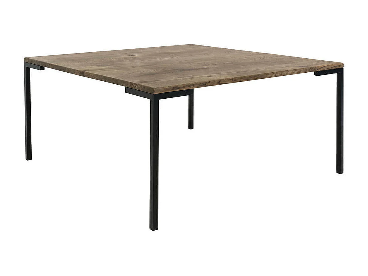 BERGAME - Table Basse Carrée 90cm Chêne Grisé et Pieds Métal