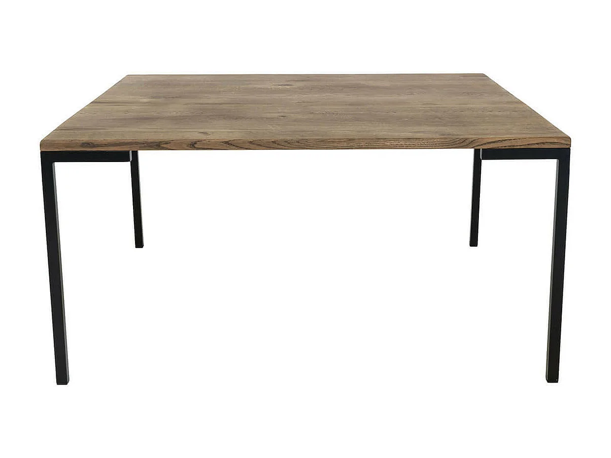 BERGAME - Table Basse Carrée 90cm Chêne Grisé et Pieds Métal
