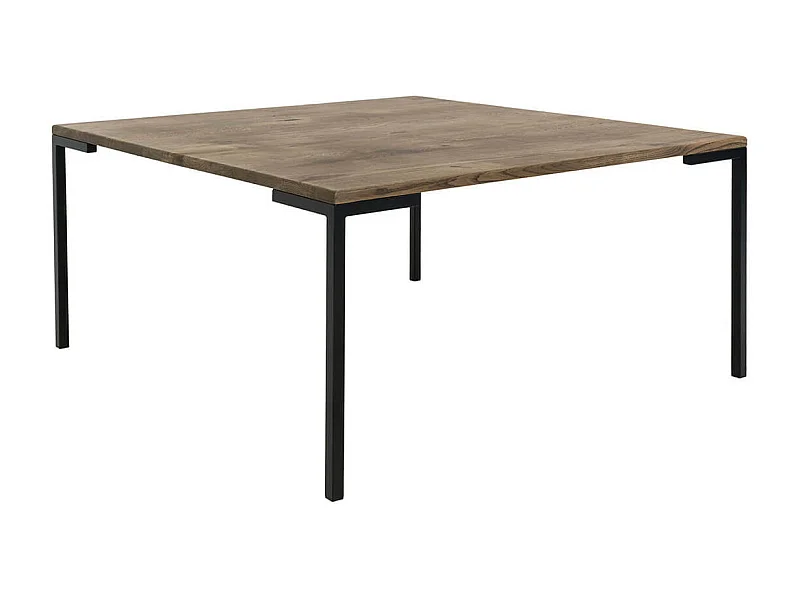 BERGAME - Table Basse Carrée 90cm Chêne Grisé et Pieds Métal