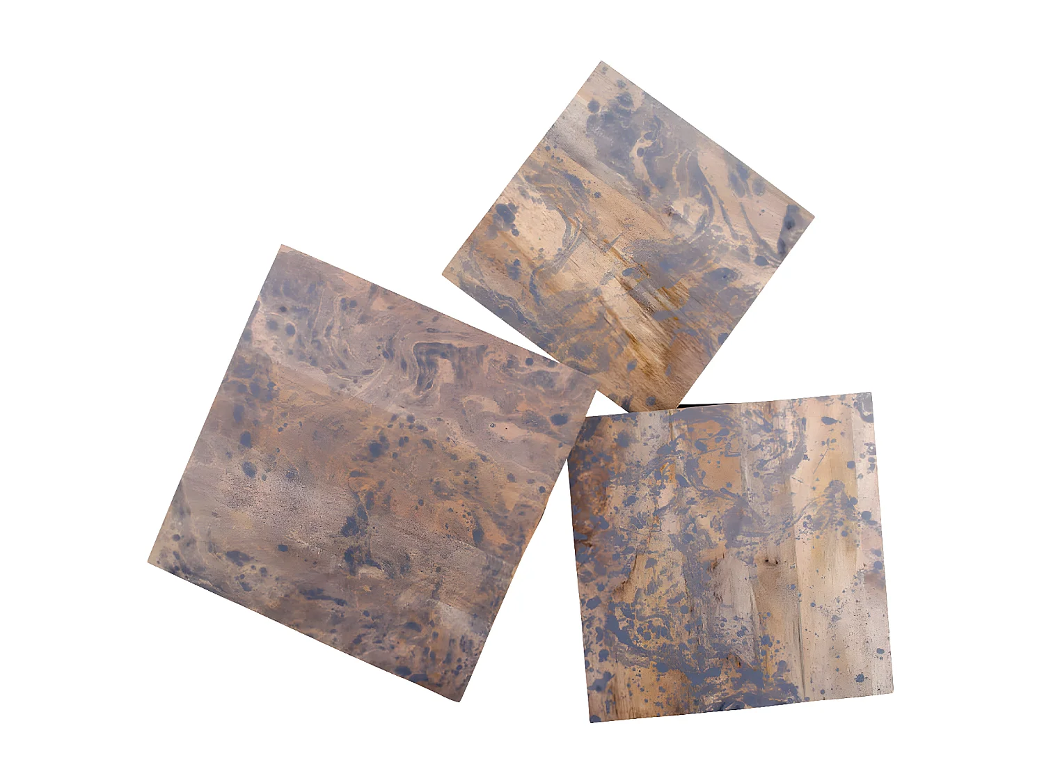 ERLING - Lot de 3 Tables Basses Acier et Effet Marbre Gris