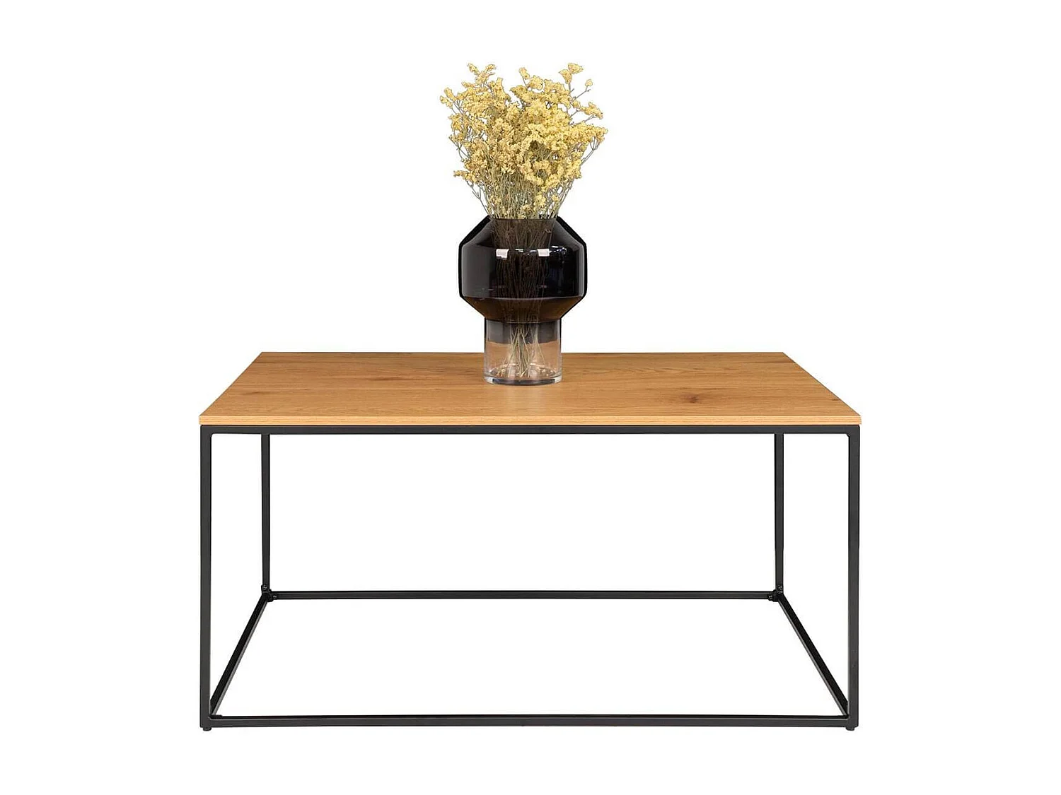 VOLLRAD - Table Basse Acier et Plateau Bois Aspect Naturel