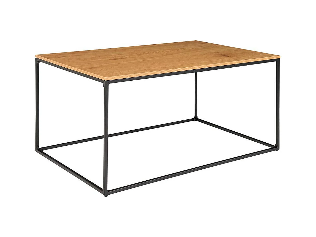 VOLLRAD - Table Basse Acier et Plateau Bois Aspect Naturel