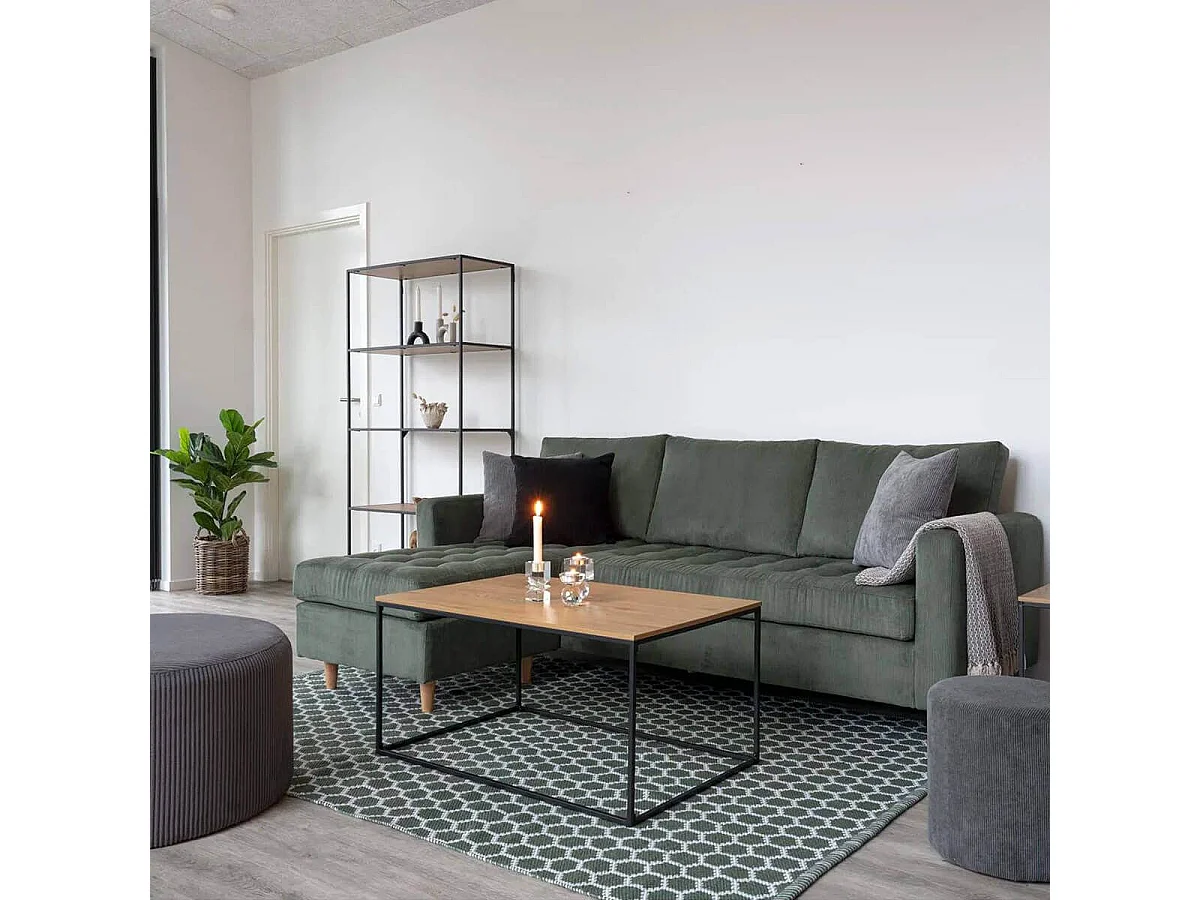 VOLLRAD - Table Basse Acier et Plateau Bois Aspect Naturel