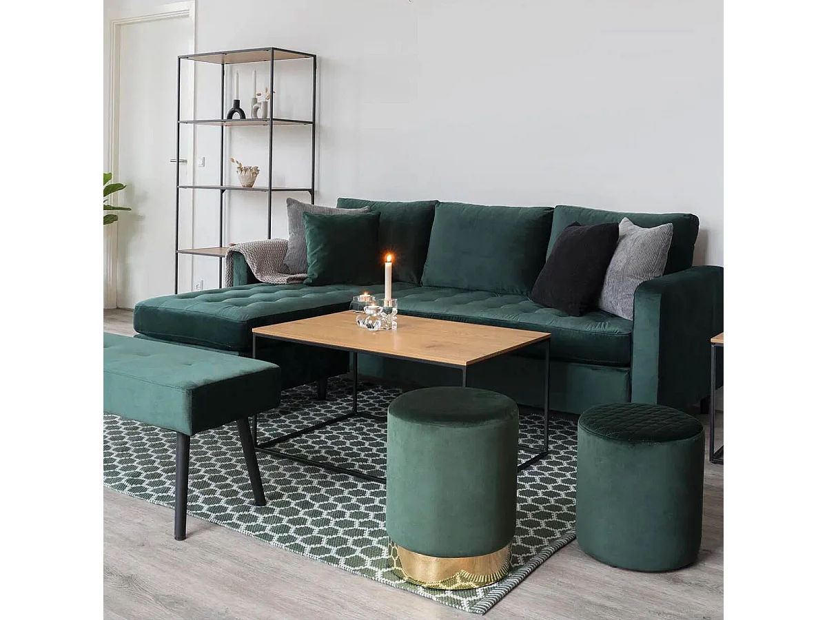 VOLLRAD - Table Basse Acier et Plateau Bois Aspect Naturel