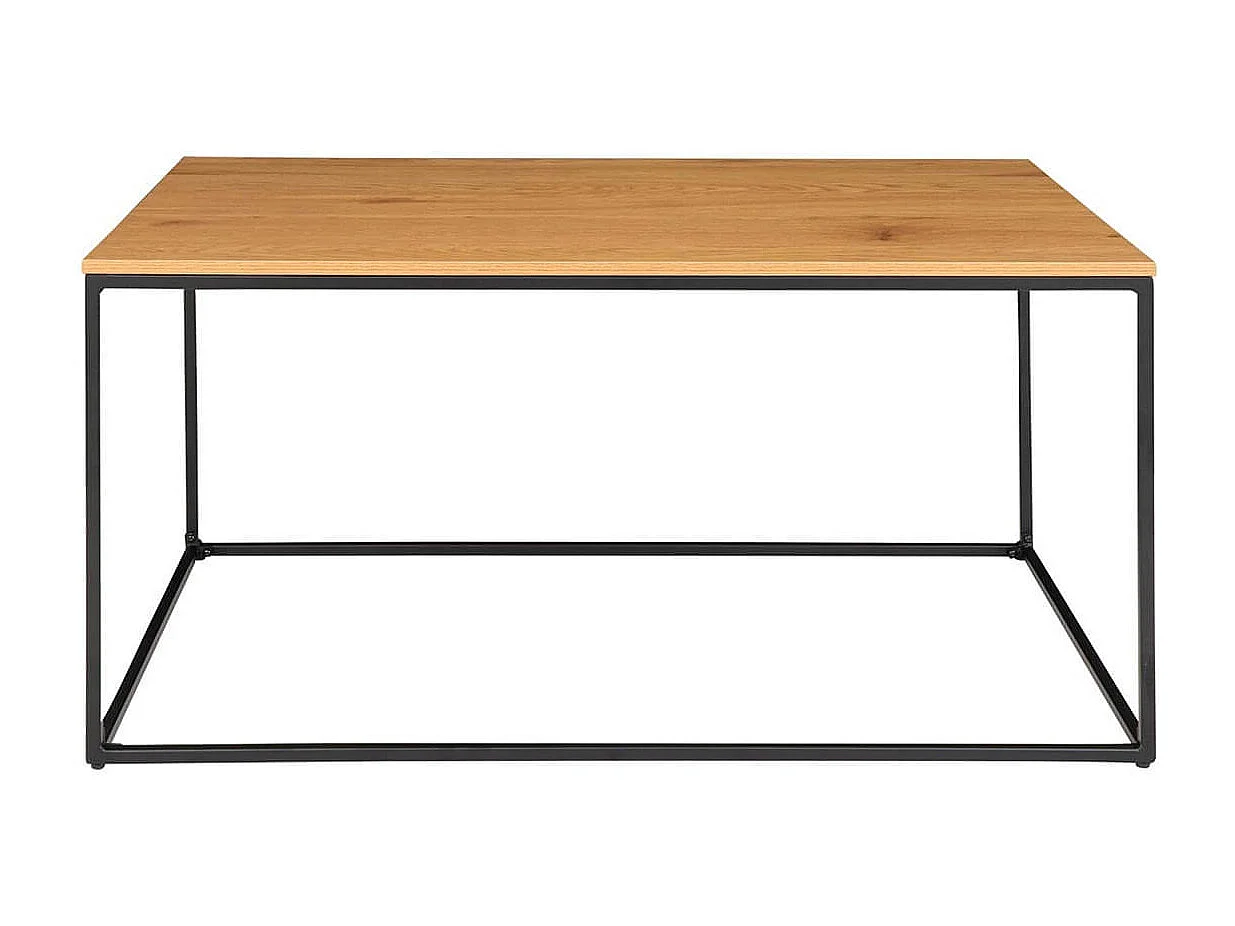 VOLLRAD - Table Basse Acier et Plateau Bois Aspect Naturel