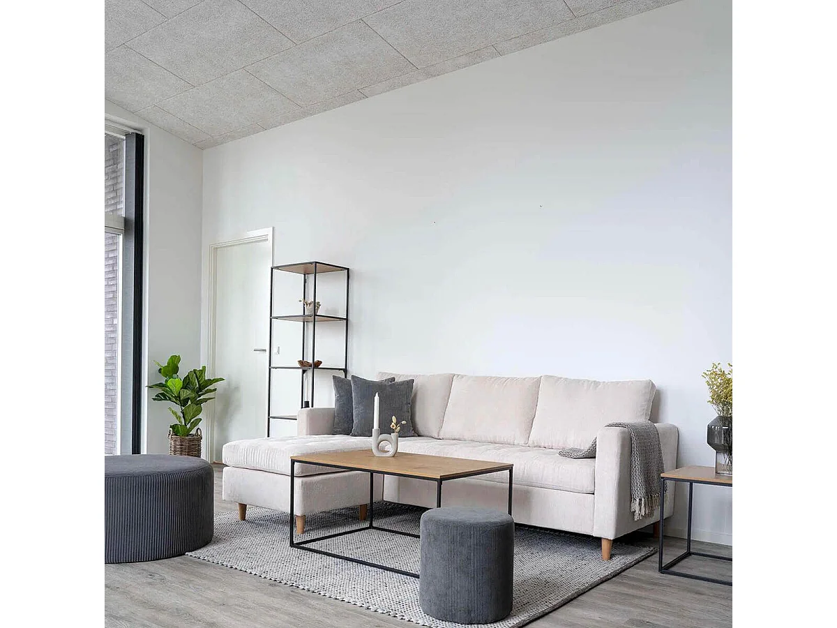 VOLLRAD - Table Basse Acier et Plateau Bois Aspect Naturel