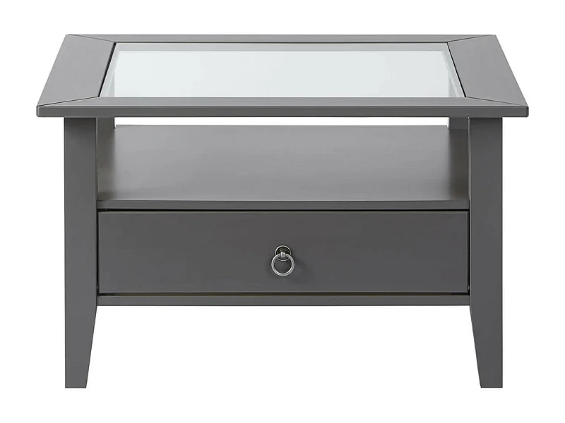 MELINA - Table Basse Carrée Bois Massif Laqué  Gris
