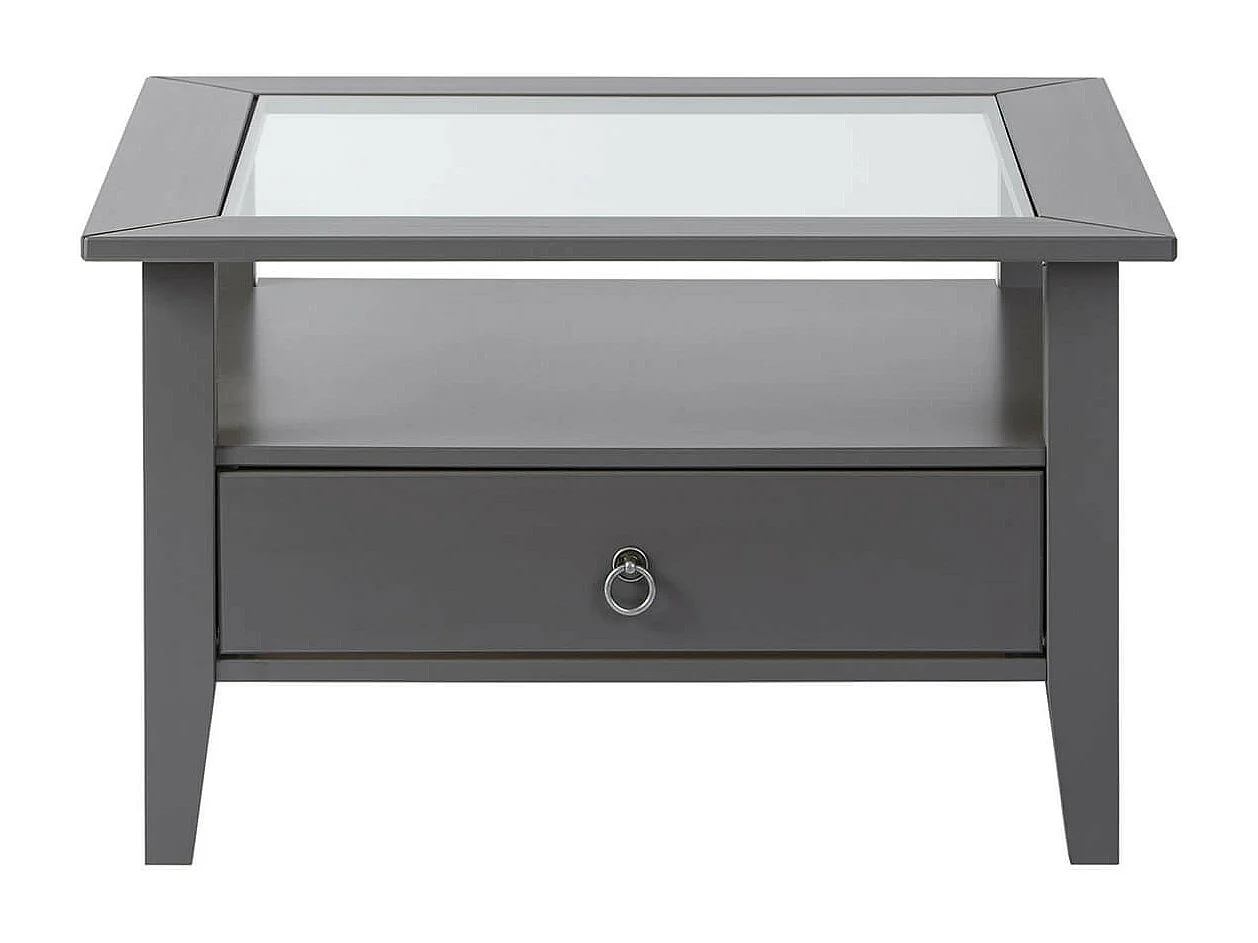 MELINA - Table Basse Carrée Bois Massif Laqué  Gris