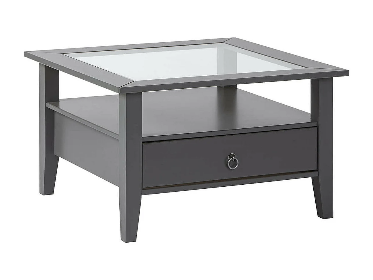 MELINA - Table Basse Carrée Bois Massif Laqué  Gris
