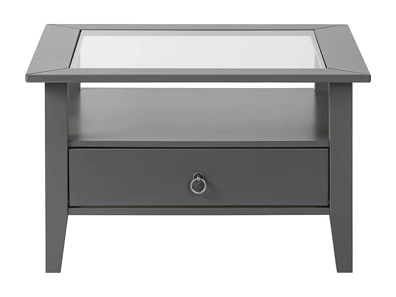 MELINA - Table Basse Carrée Bois Massif Laqué  Gris