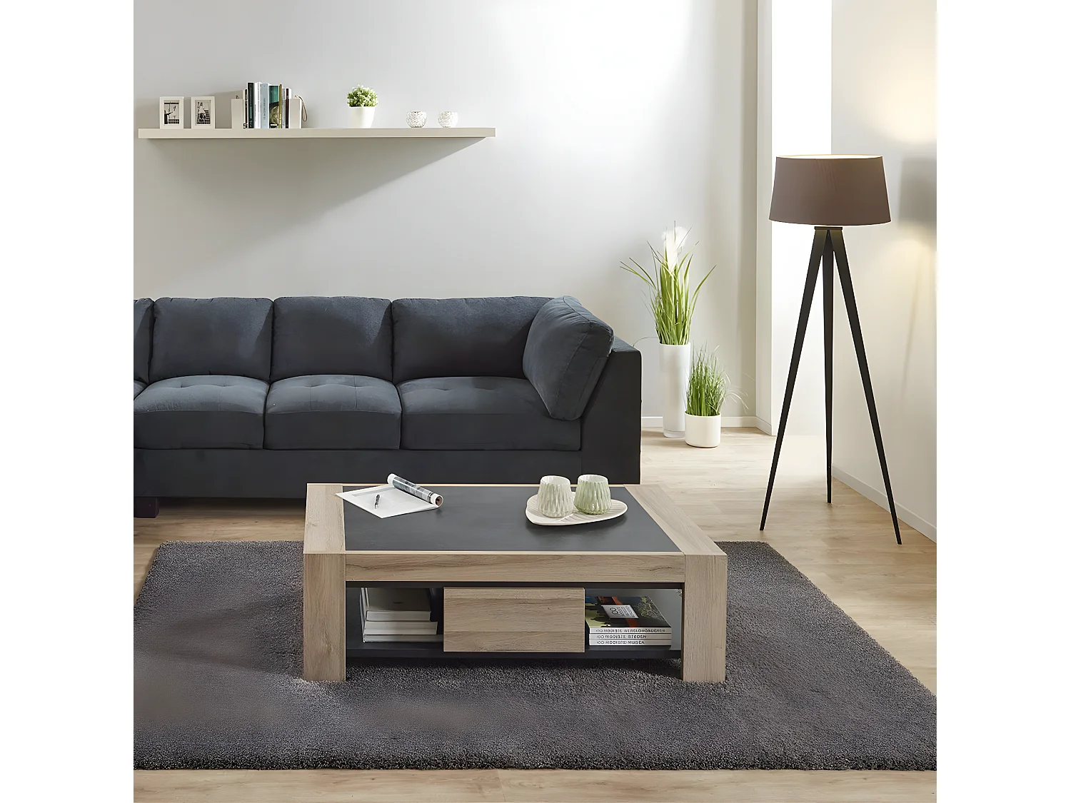 HORATIO - Table Basse Rectangulaire 1 Tiroir