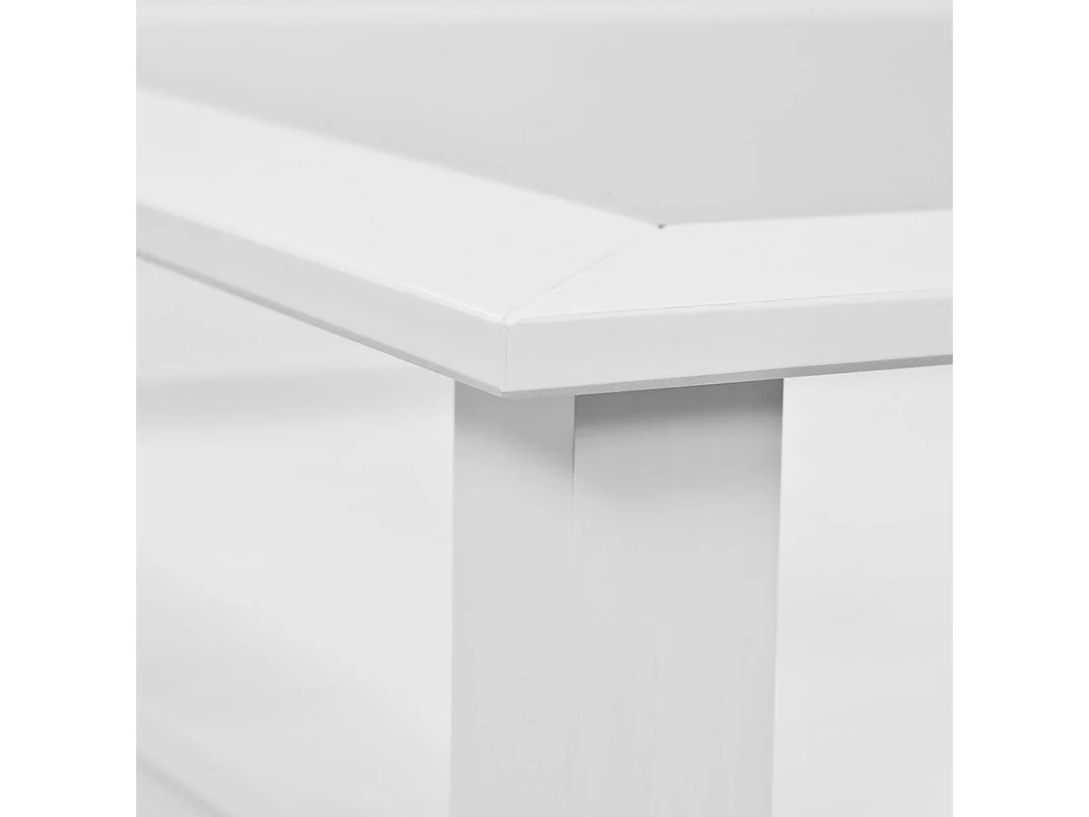 NATUR - Table Basse Carrée Bois Massif Vernis Blanc et Verre