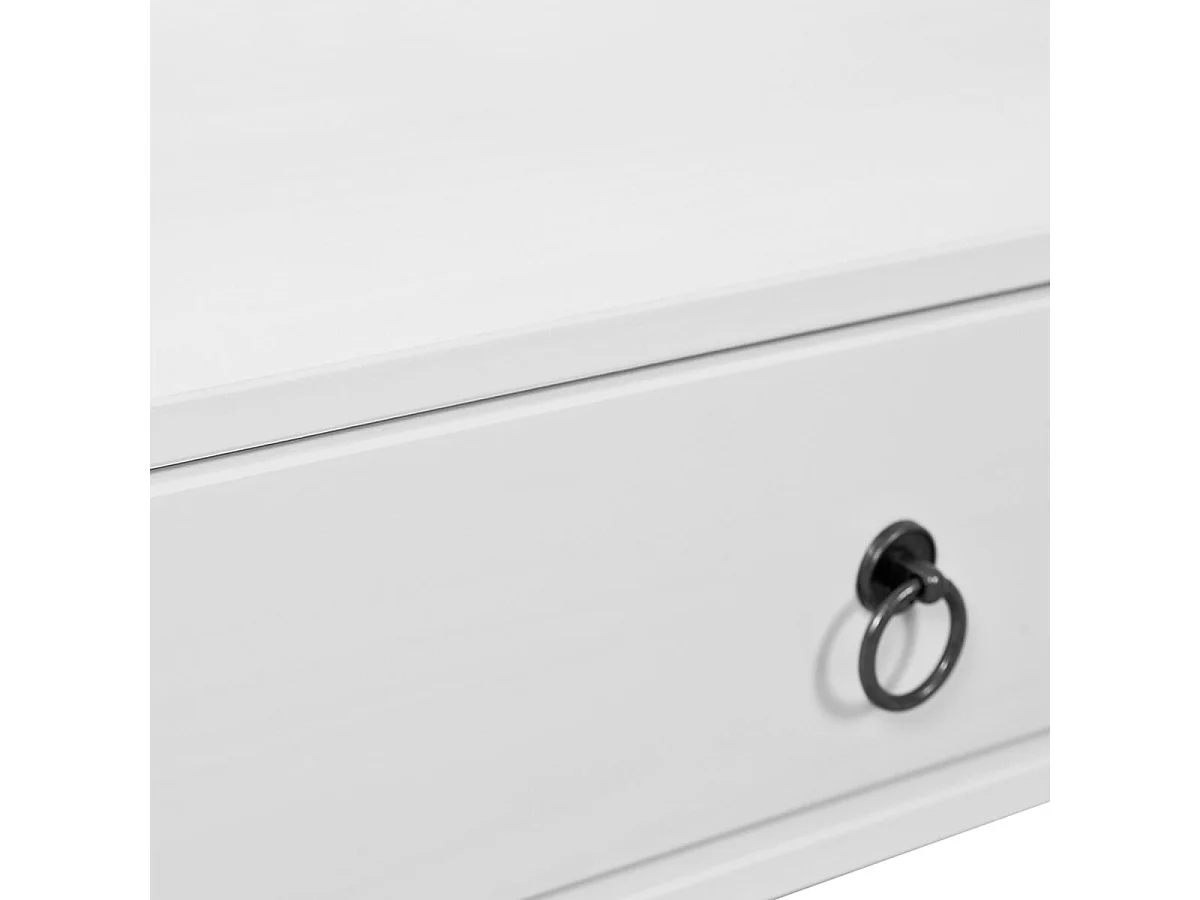 NATUR - Table Basse Carrée Bois Massif Vernis Blanc et Verre