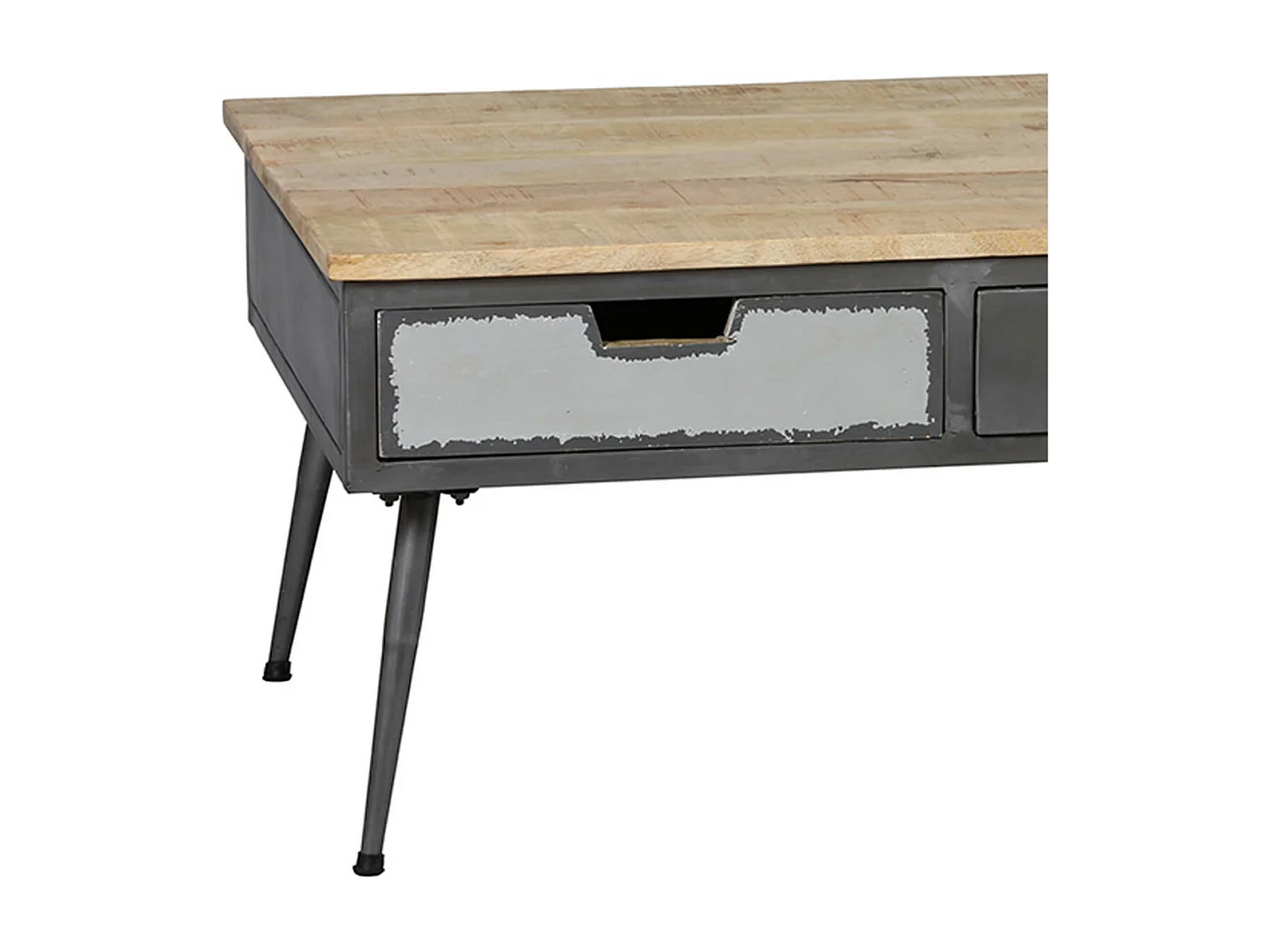 STAHL - Table Basse 3 Tiroirs Structure en Métal Plateau en Bois