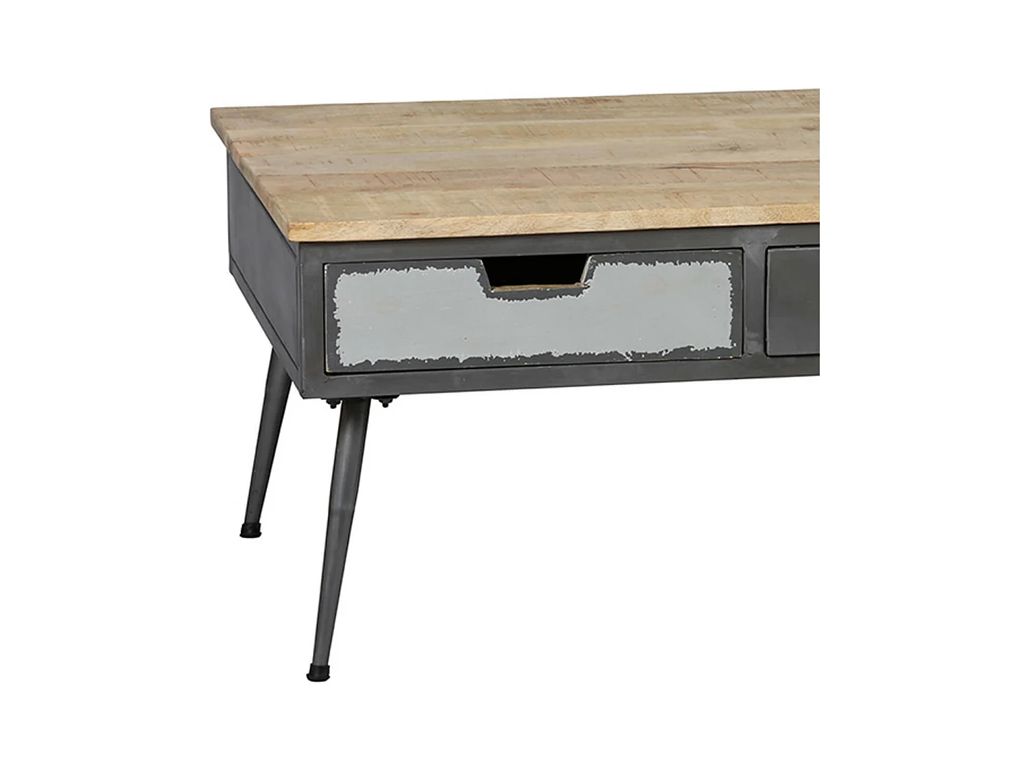 STAHL - Table Basse 3 Tiroirs Structure en Métal Plateau en Bois