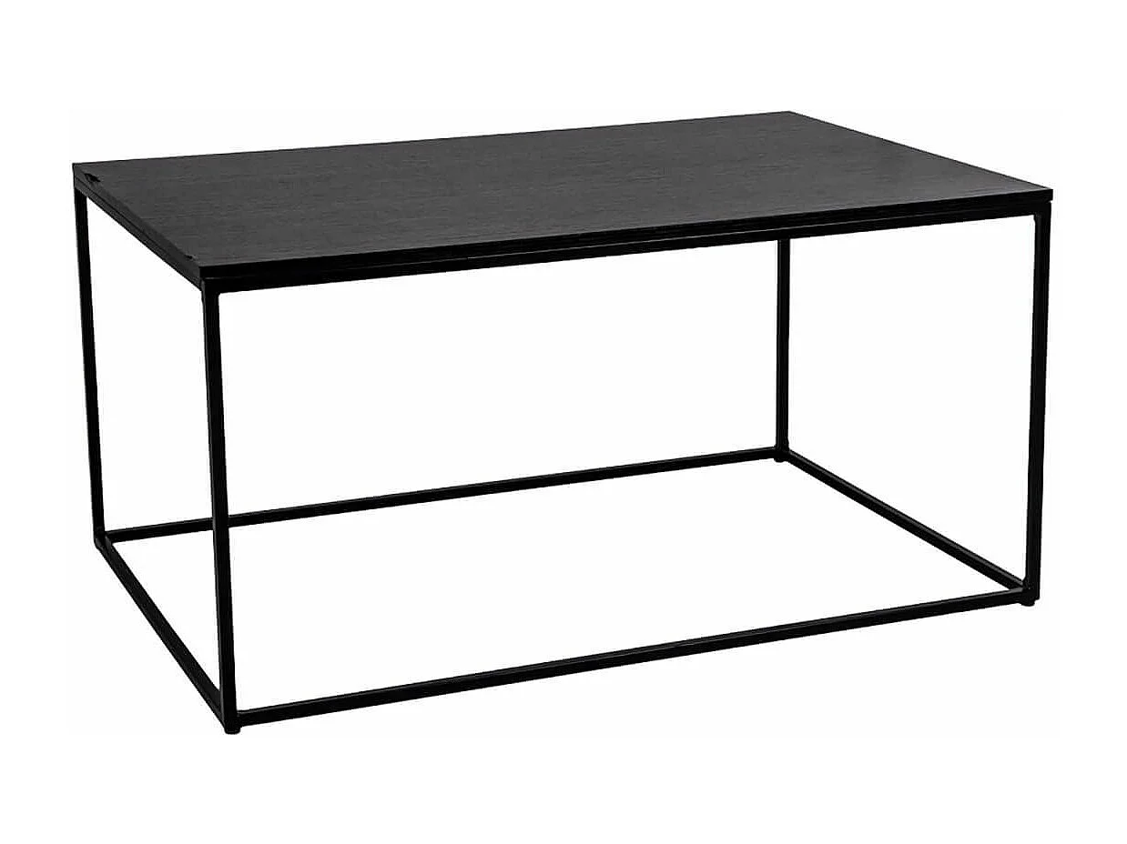 HARALD - Table Basse Acier et Plateau Aspect Bois Noir