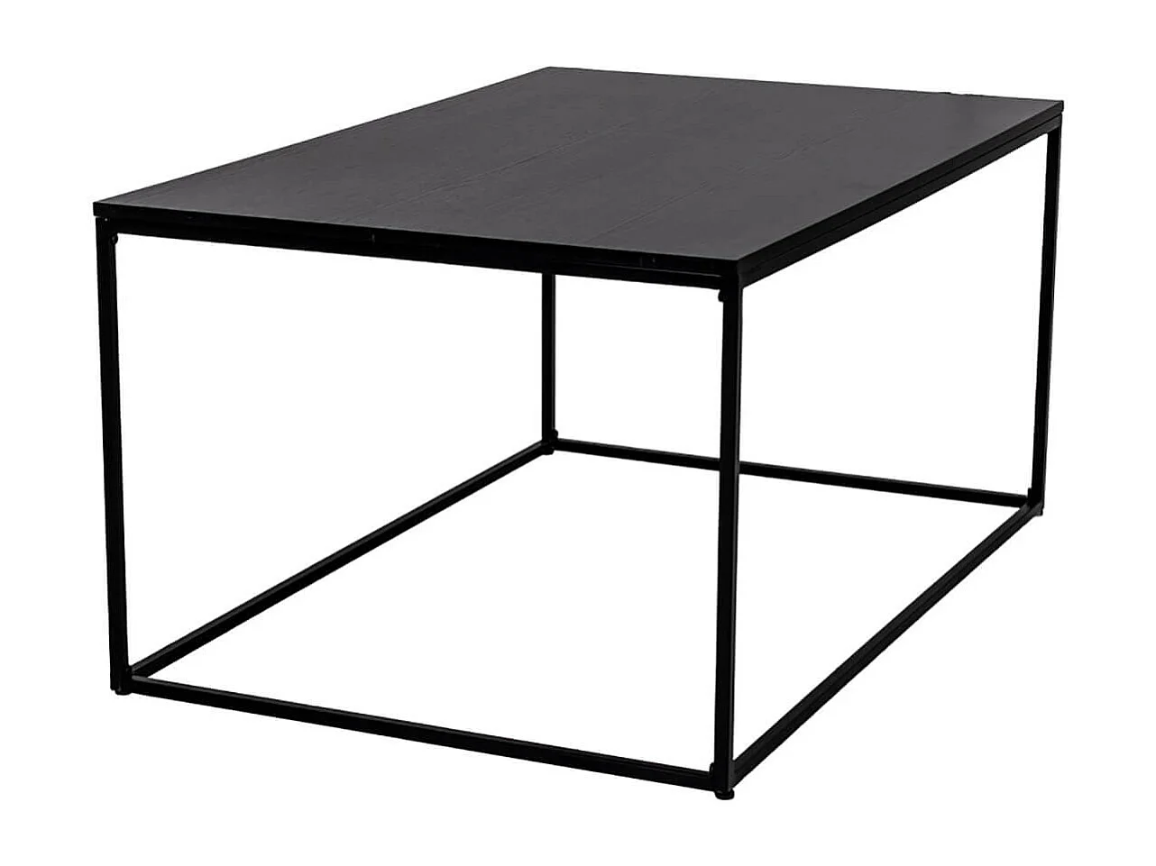 HARALD - Table Basse Acier et Plateau Aspect Bois Noir