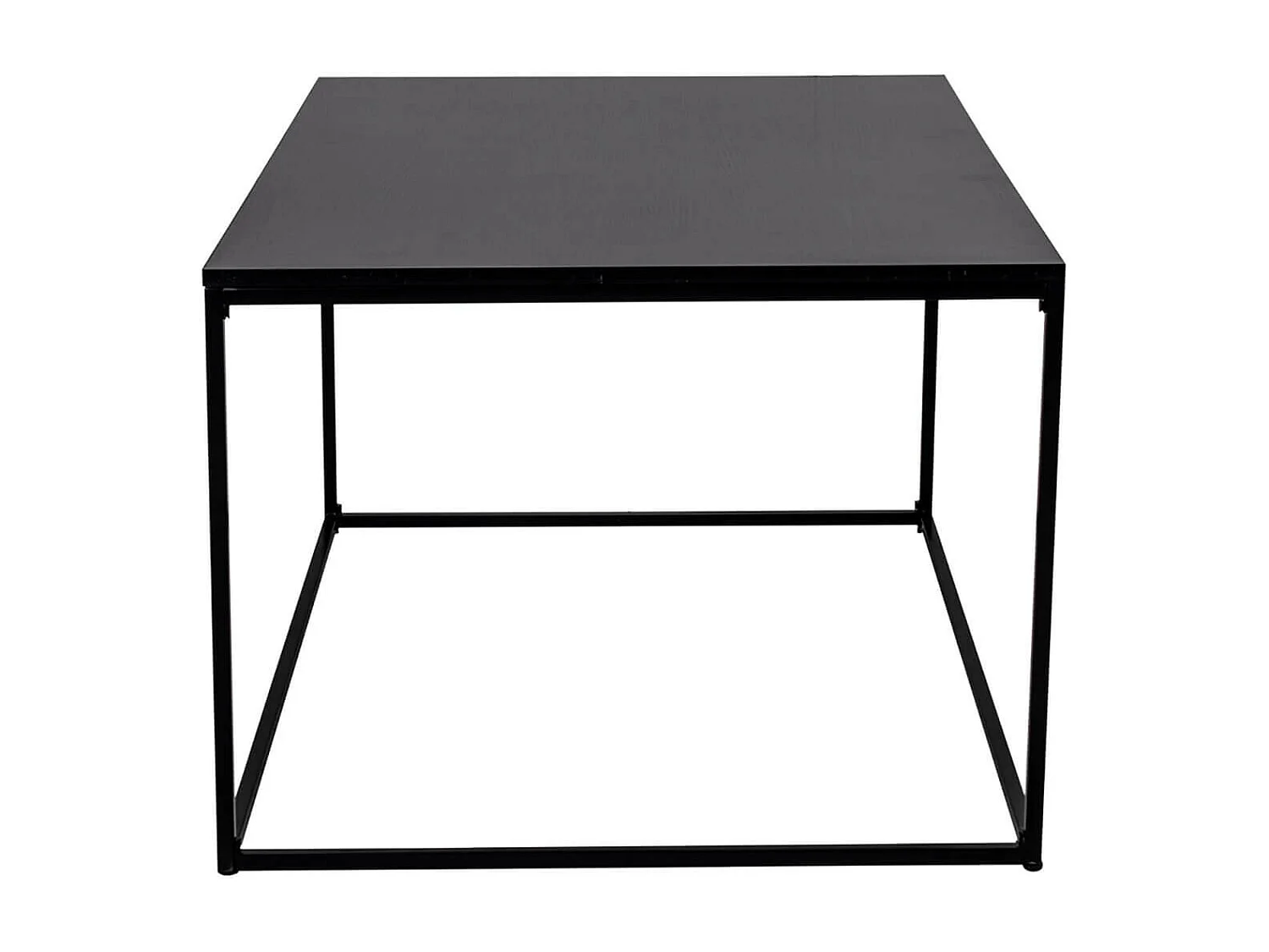 HARALD - Table Basse Acier et Plateau Aspect Bois Noir