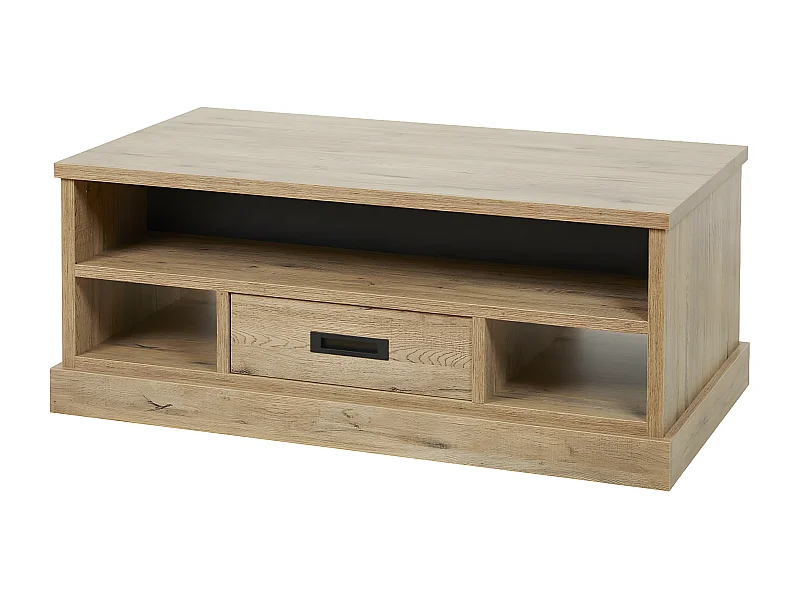 CEDRA - Table Basse Industrielle 1 Tiroir 3 Niches