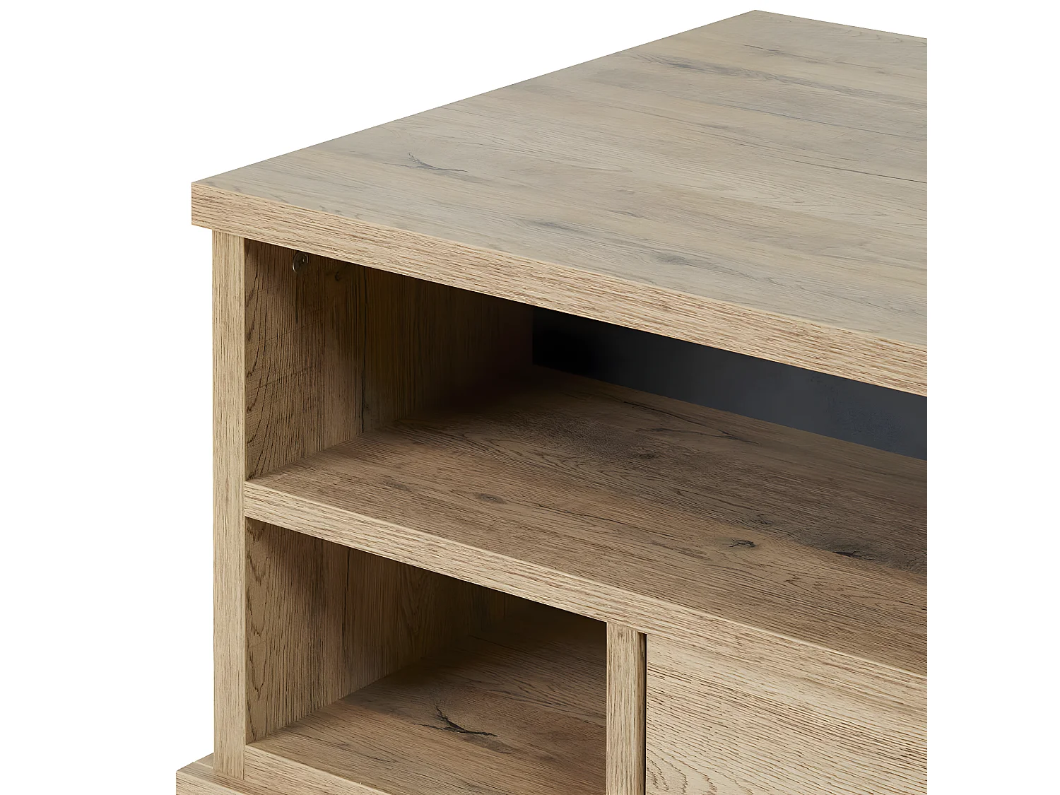 CEDRA - Table Basse Industrielle 1 Tiroir 3 Niches