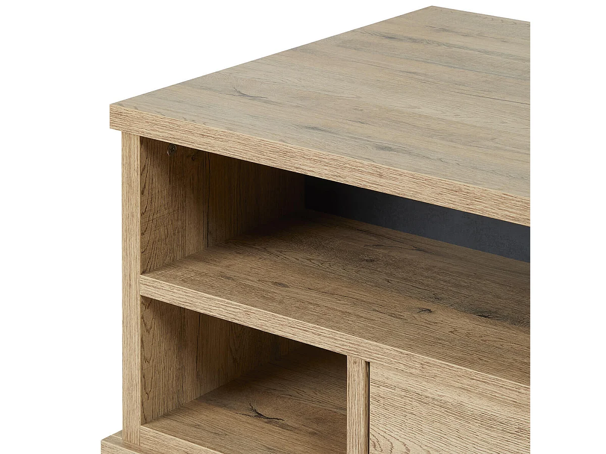 CEDRA - Table Basse Industrielle 1 Tiroir 3 Niches