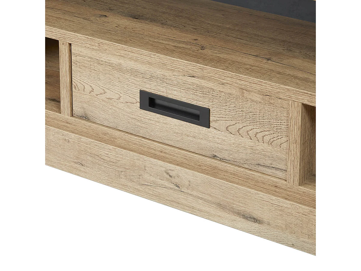 CEDRA - Table Basse Industrielle 1 Tiroir 3 Niches