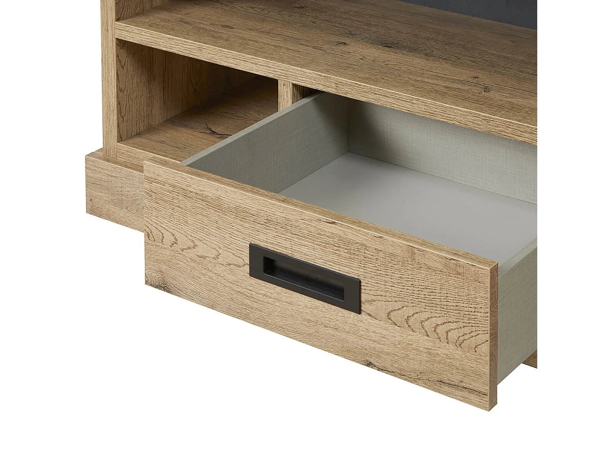 CEDRA - Table Basse Industrielle 1 Tiroir 3 Niches