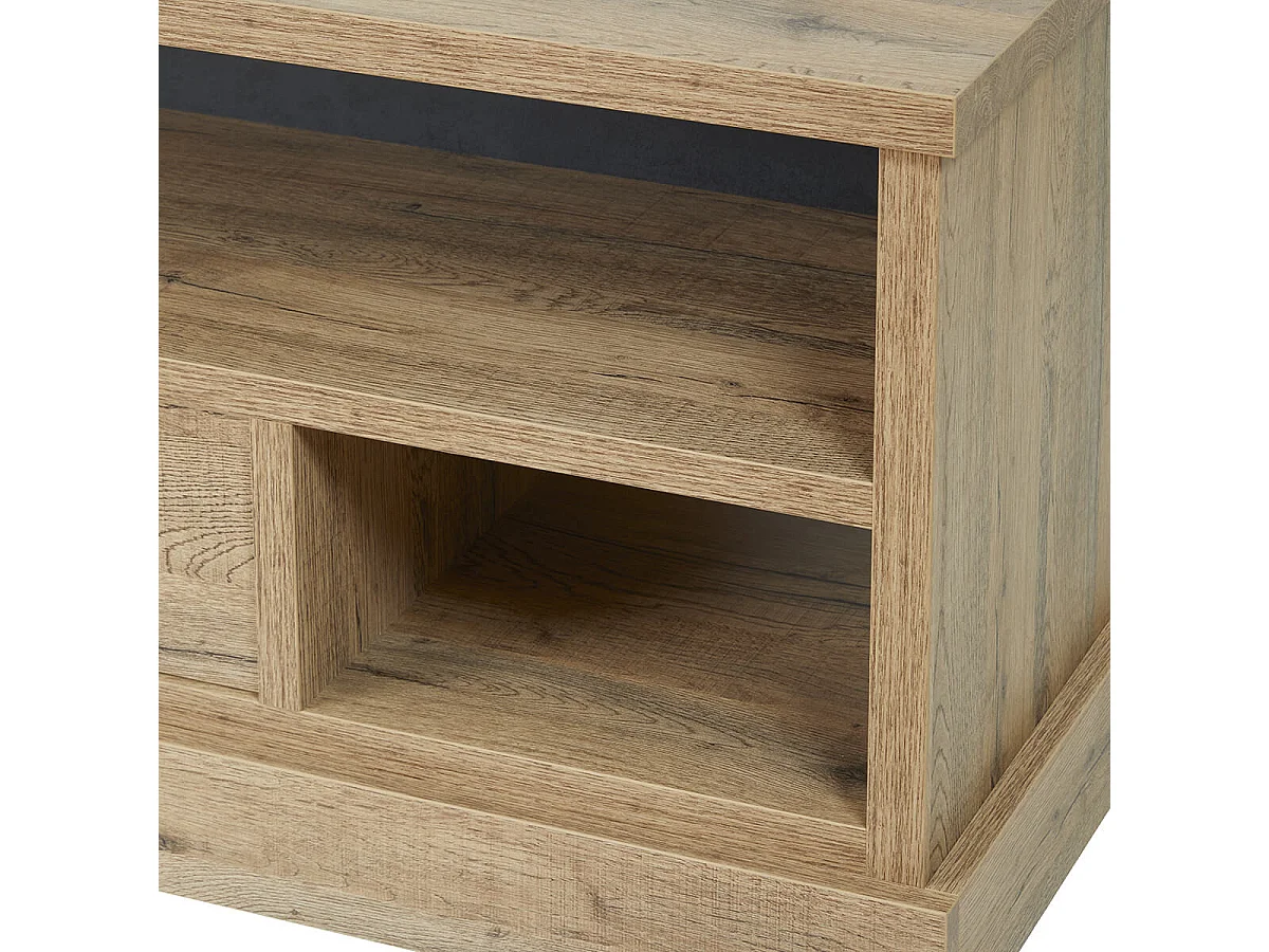 CEDRA - Table Basse Industrielle 1 Tiroir 3 Niches