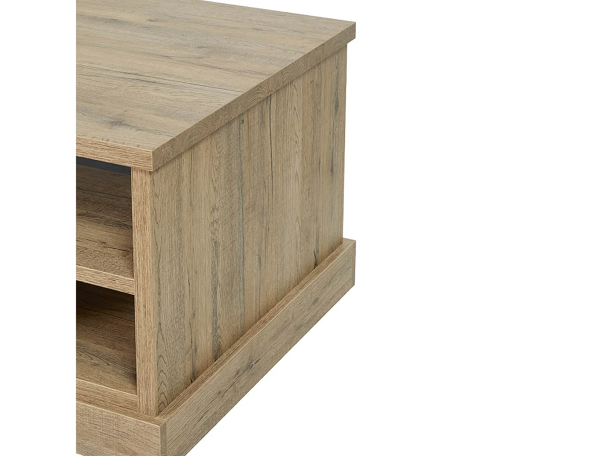 CEDRA - Table Basse Industrielle 1 Tiroir 3 Niches