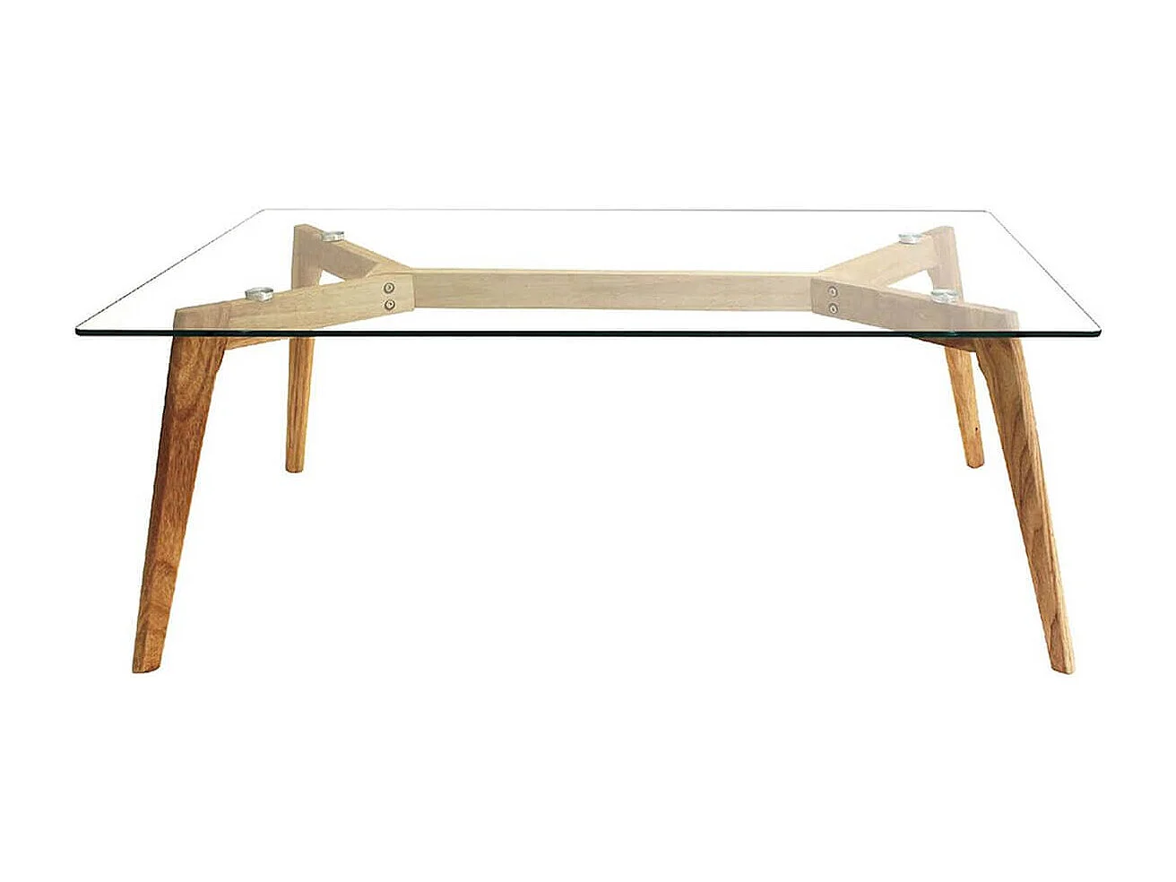 VERANE - Table Basse Rectangulaire Plateau Verre