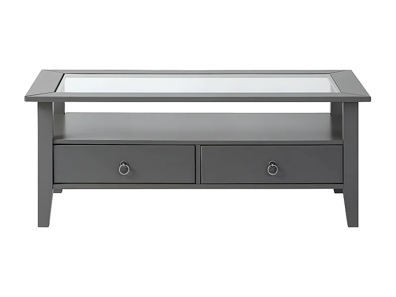 MELINA - Table Basse Rectangulaire Bois Massif Laqué Gris