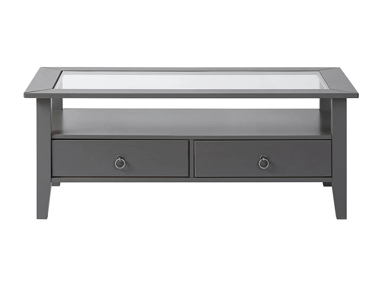 MELINA - Table Basse Rectangulaire Bois Massif Laqué Gris