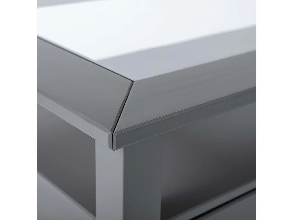 MELINA - Table Basse Rectangulaire Bois Massif Laqué Gris