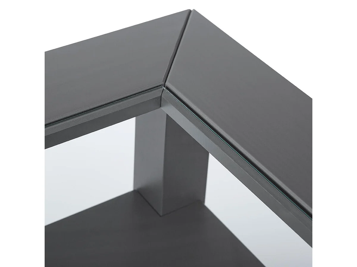 MELINA - Table Basse Rectangulaire Bois Massif Laqué Gris