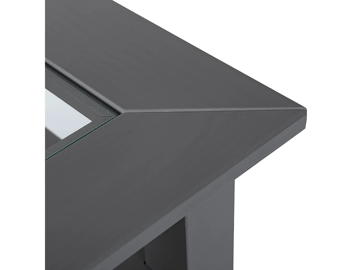 MELINA - Table Basse Rectangulaire Bois Massif Laqué Gris