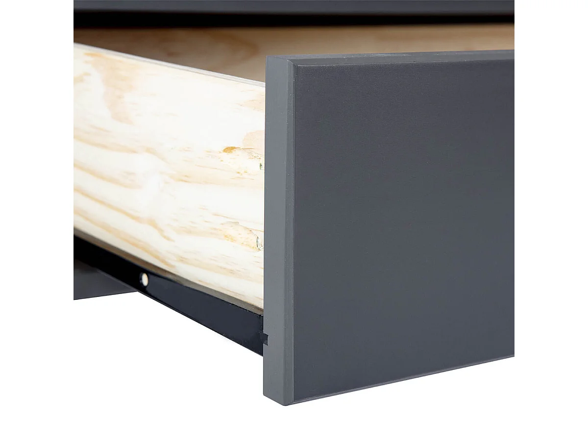 MELINA - Table Basse Rectangulaire Bois Massif Laqué Gris