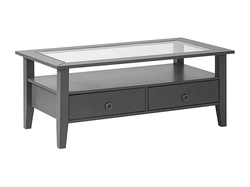 MELINA - Table Basse Rectangulaire Bois Massif Laqué Gris