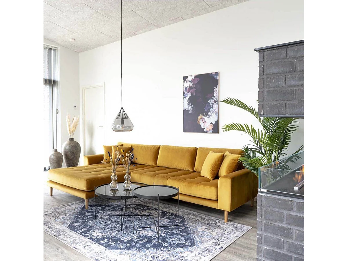 MEOLO - Table Basse Ronde Ø48cm Acier Noir et Plateau Verre