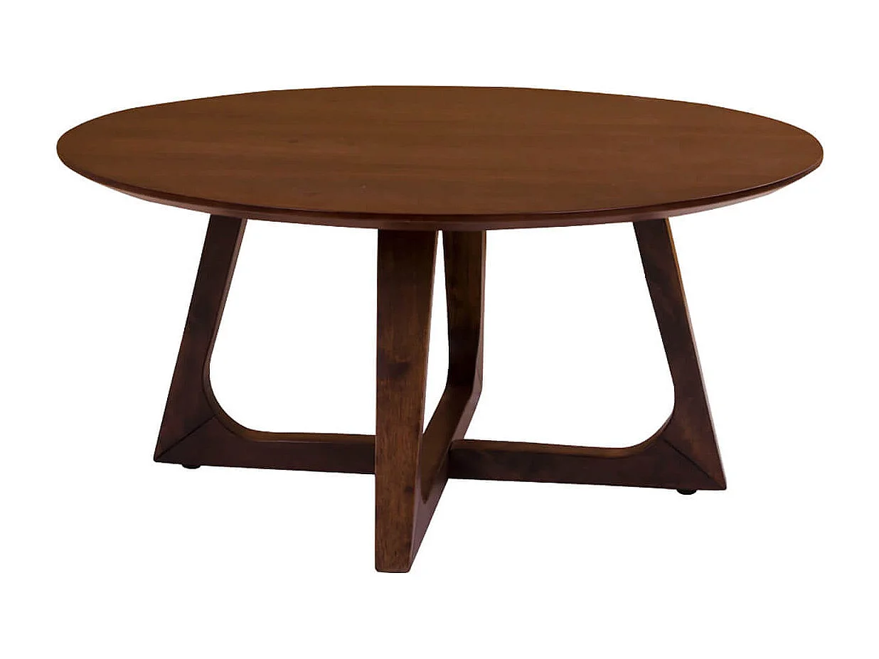 LYNGBY - Table Basse Ronde Ø75cm MDF Placage Noyer