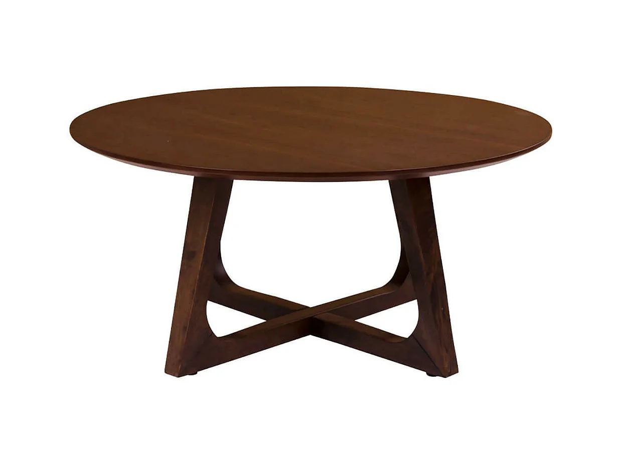 LYNGBY - Table Basse Ronde Ø75cm MDF Placage Noyer