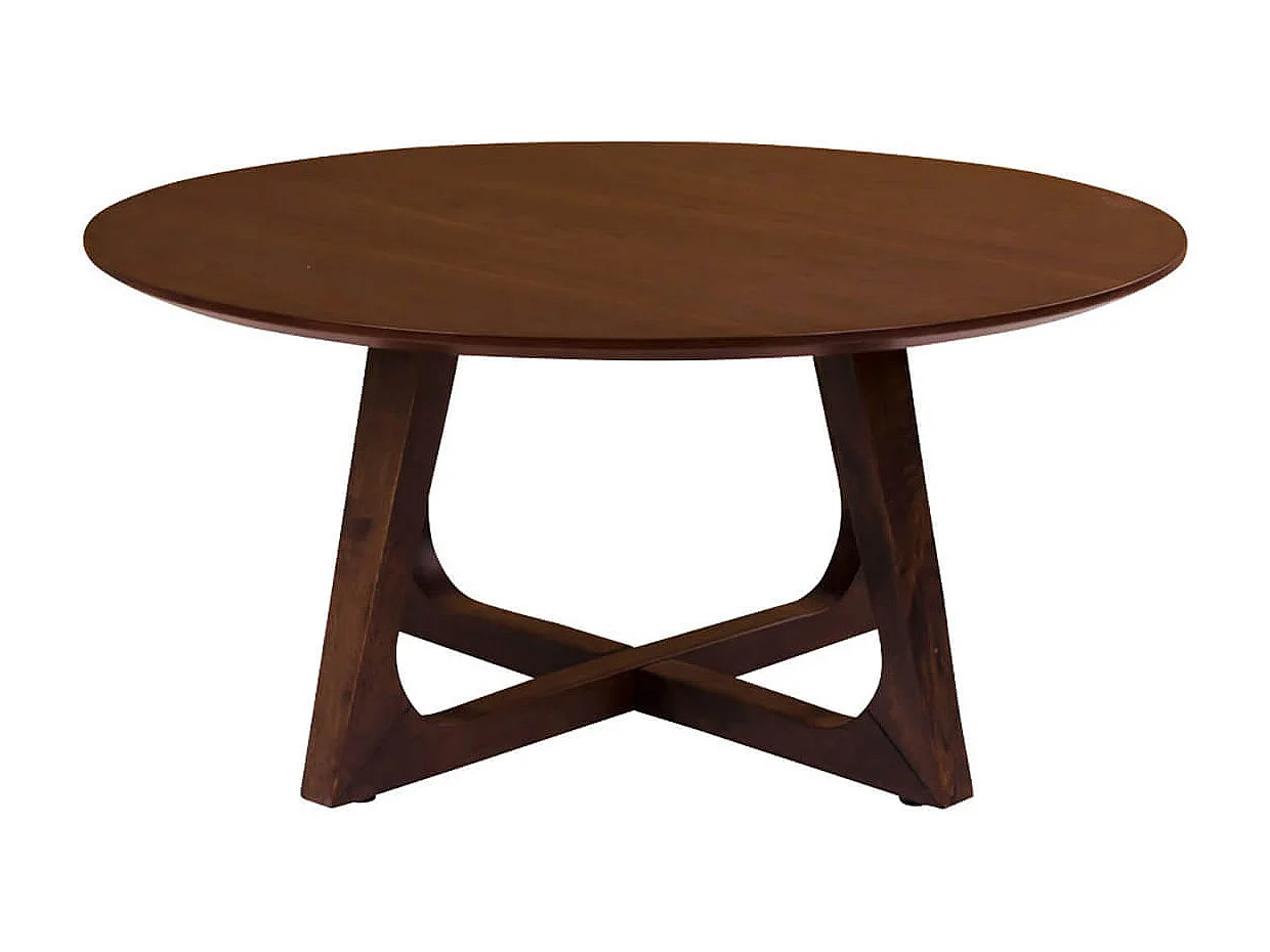 LYNGBY - Table Basse Ronde Ø75cm MDF Placage Noyer